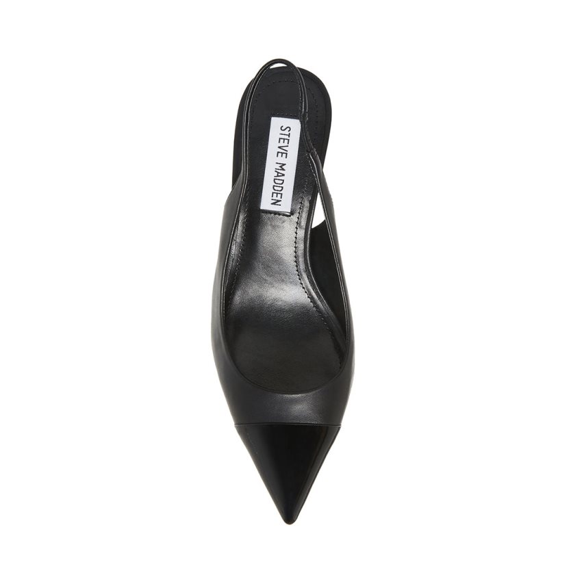 Black Steve Madden Kling Leather Women's Heels | PH 3168JSA